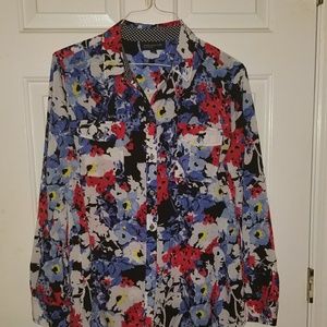 Jones New York Vibrant Button Down Top Sz XL
